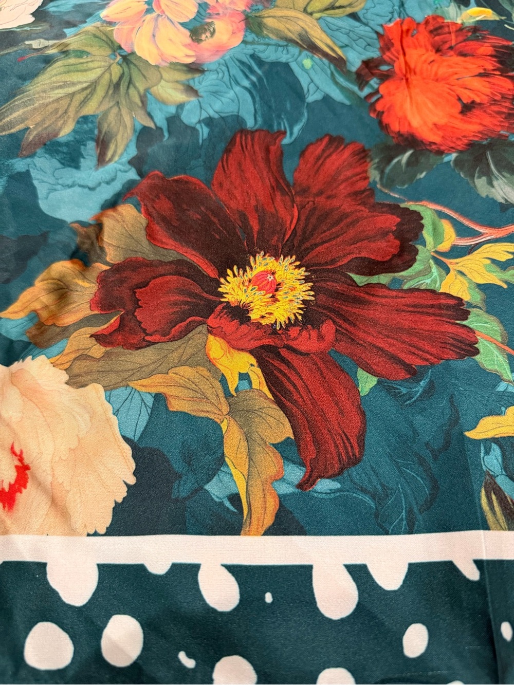 Anthropologie Wallpaper Print Scarves Set of 2 Floral Polka Dot Green NEW - Picture 3 of 5